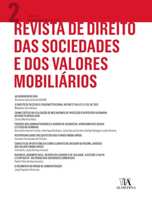 cover image of Revista de Direito das Sociedades e dos Valores Mobiliários  Nº 2